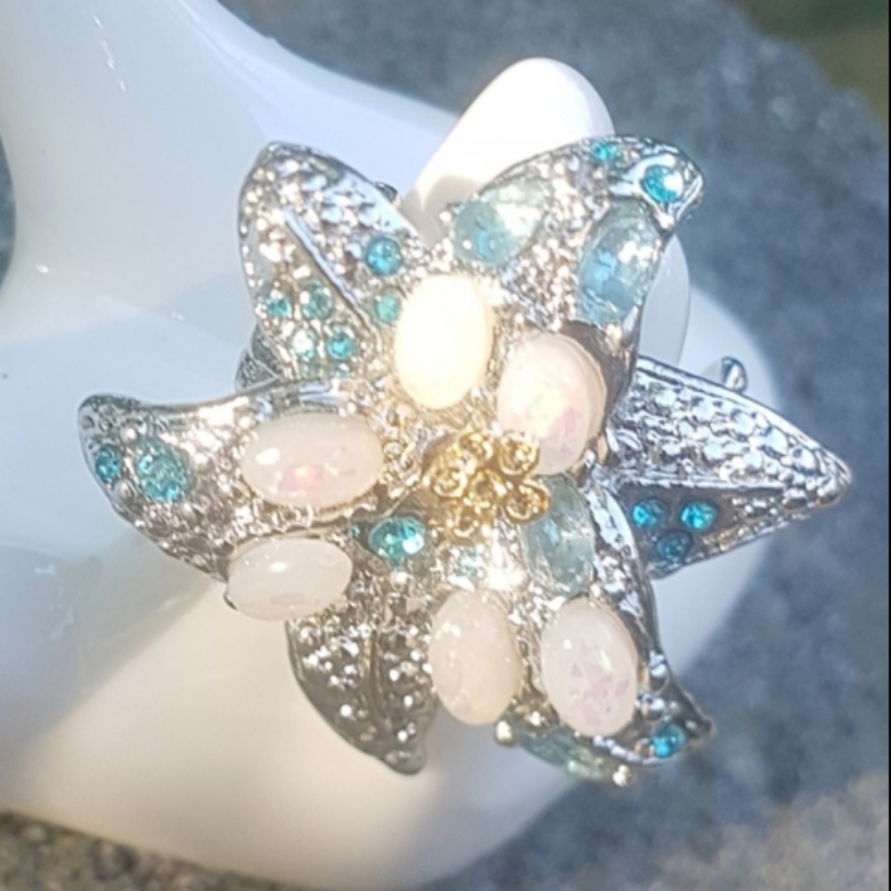 🌺 Opal Lily Flower Ring 💍